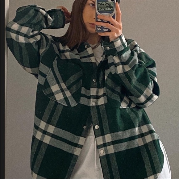ZARA PLAID OVERSHIRT Green Large - Picture 11 of 14